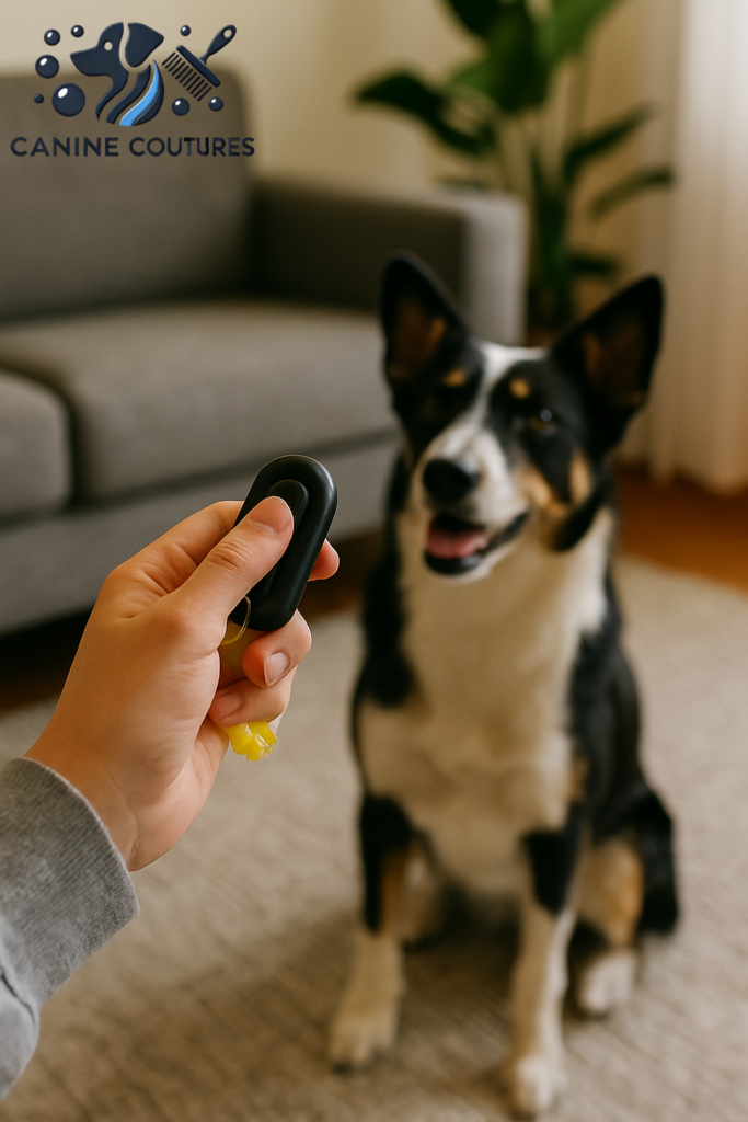 using clicker to train dog at home UK, positive reinforcement training