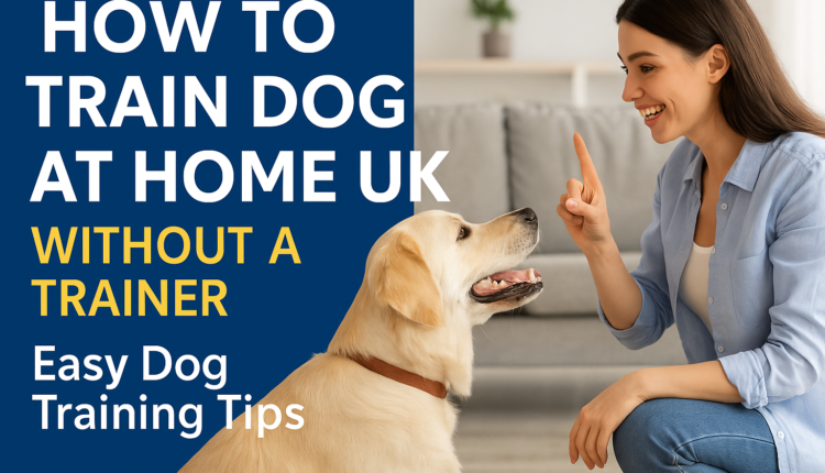 how to train dog at home UK, easy dog training tips, woman training golden retriever indoors